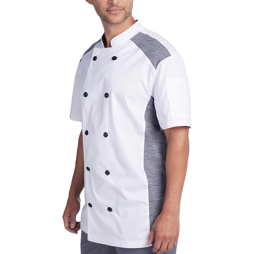 Unisex Slim short Sleeve Quick Cool Stretch Chef Coat: CW-CW5630V4