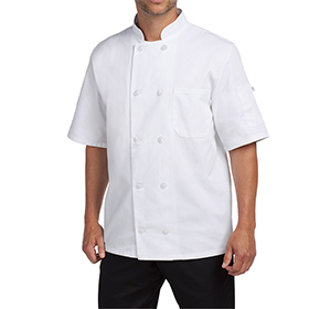 Unisex Classic Short Sleeve Essential Plastic Button Chef Coat: CW-CW4455