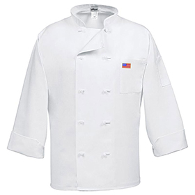 Fame C10F Black French Knot Chef Coat: FA-C10F