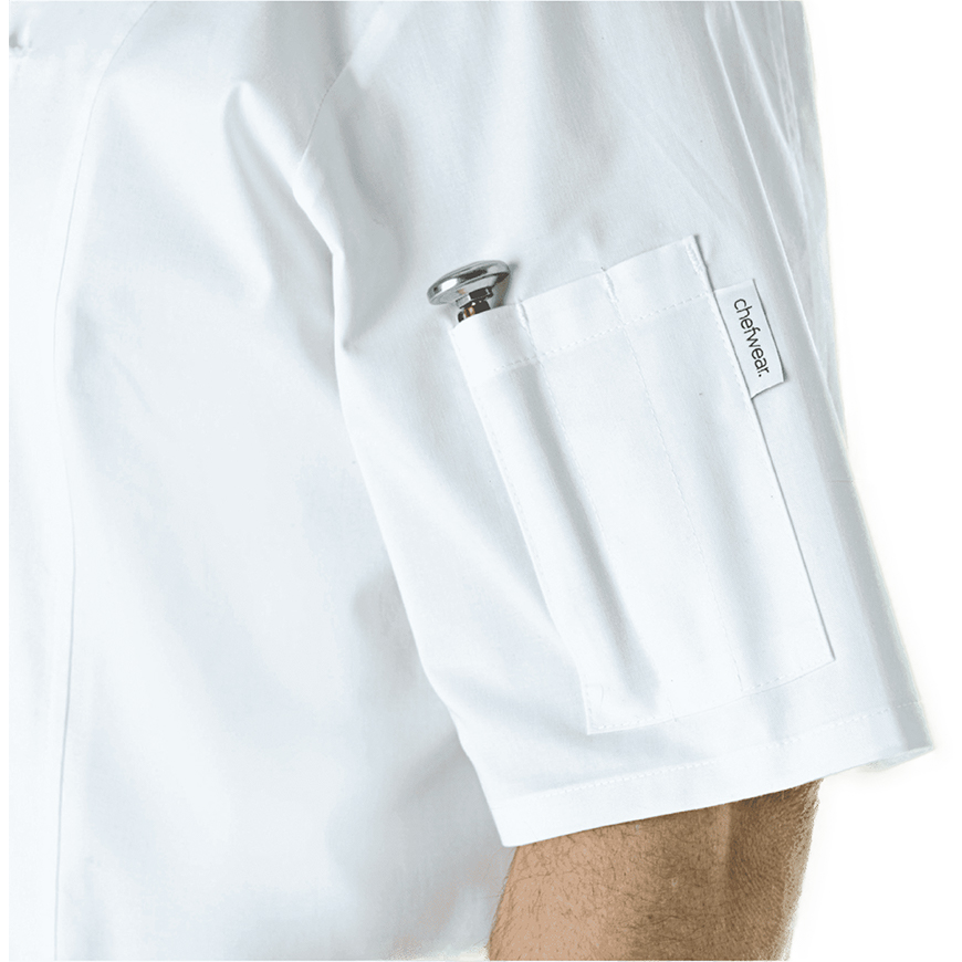 Mens Modern Short Sleeve Lightweight Stretch Chef Coat: CW-CW5121V1