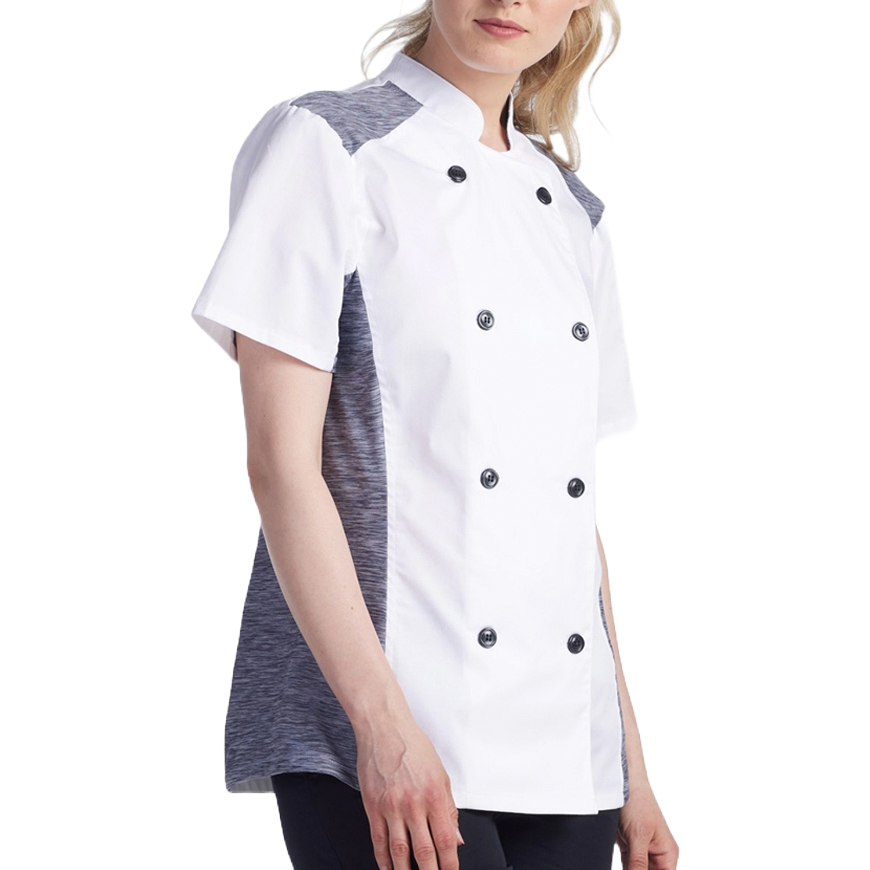 Womens Slim Short Sleeve Quick Cool Stretch Chef Coat: CW-CW5631V2